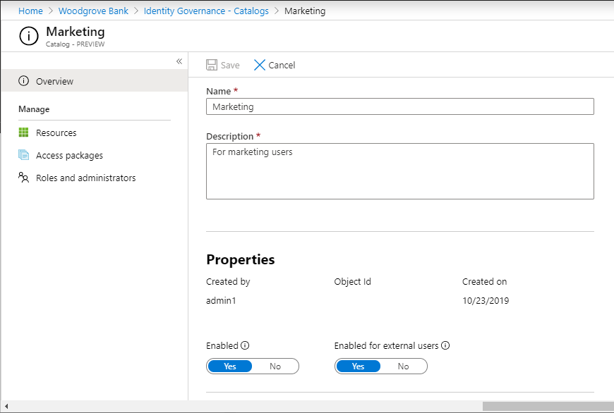 Edit catalog settings