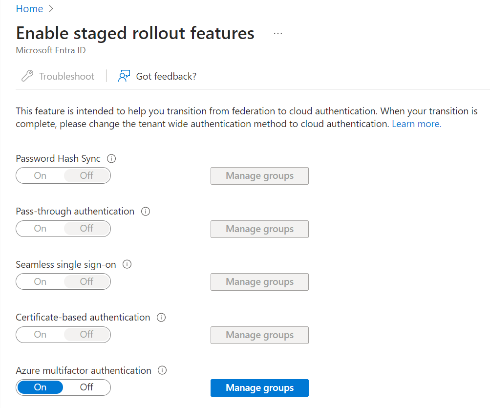 Screenshot of Staged Rollout.