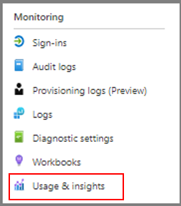 Screenshot of how to find the Usage and Insights report.