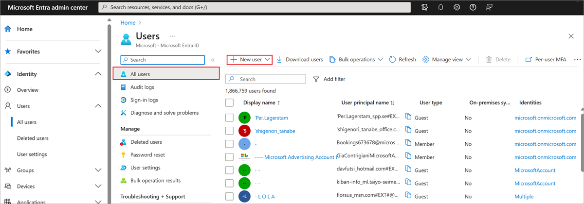 Add a new user account to your Microsoft Entra tenant.