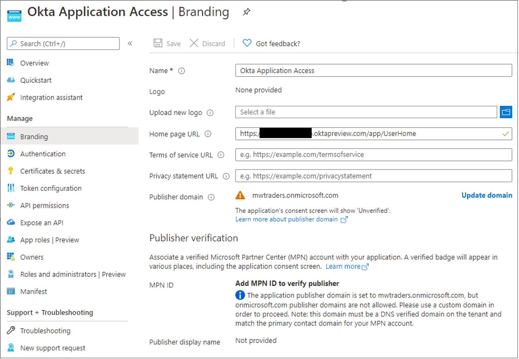 Screenshot of the Branding page in the Microsoft Entra admin center.