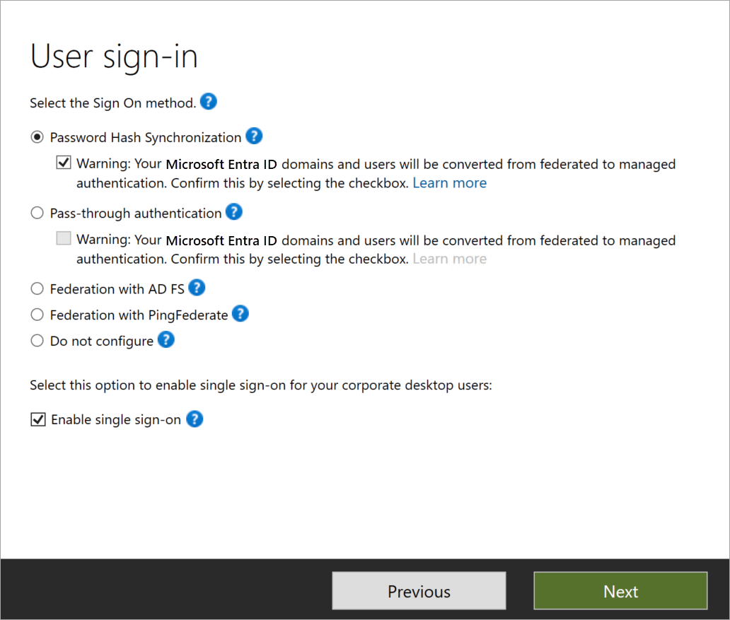 Check enable single sign-on on User sign-in page