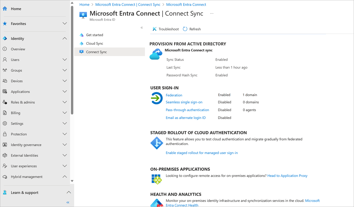 Verify current user settings on the Microsoft Entra admin center
