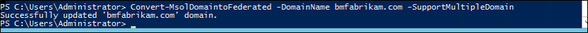 Screenshot that shows a successful completion of the PowerShell command.
