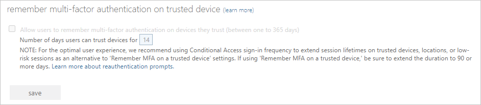 Remember MFA on trusted devices