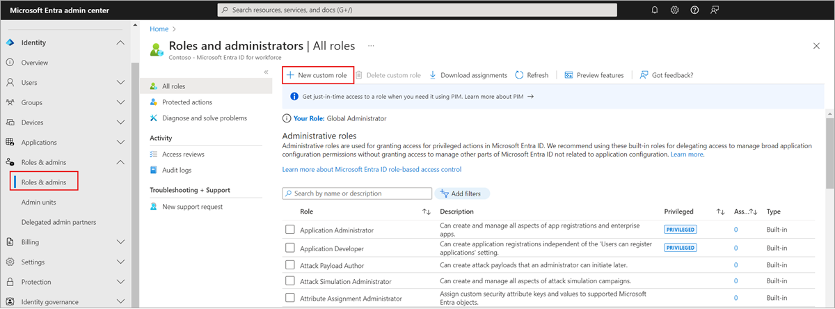 These permissions grant access to the New Registration portal command