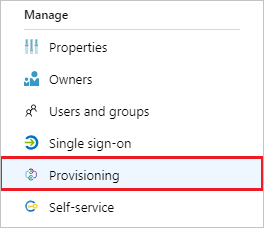 Screenshot that shows the Provisioning tab.