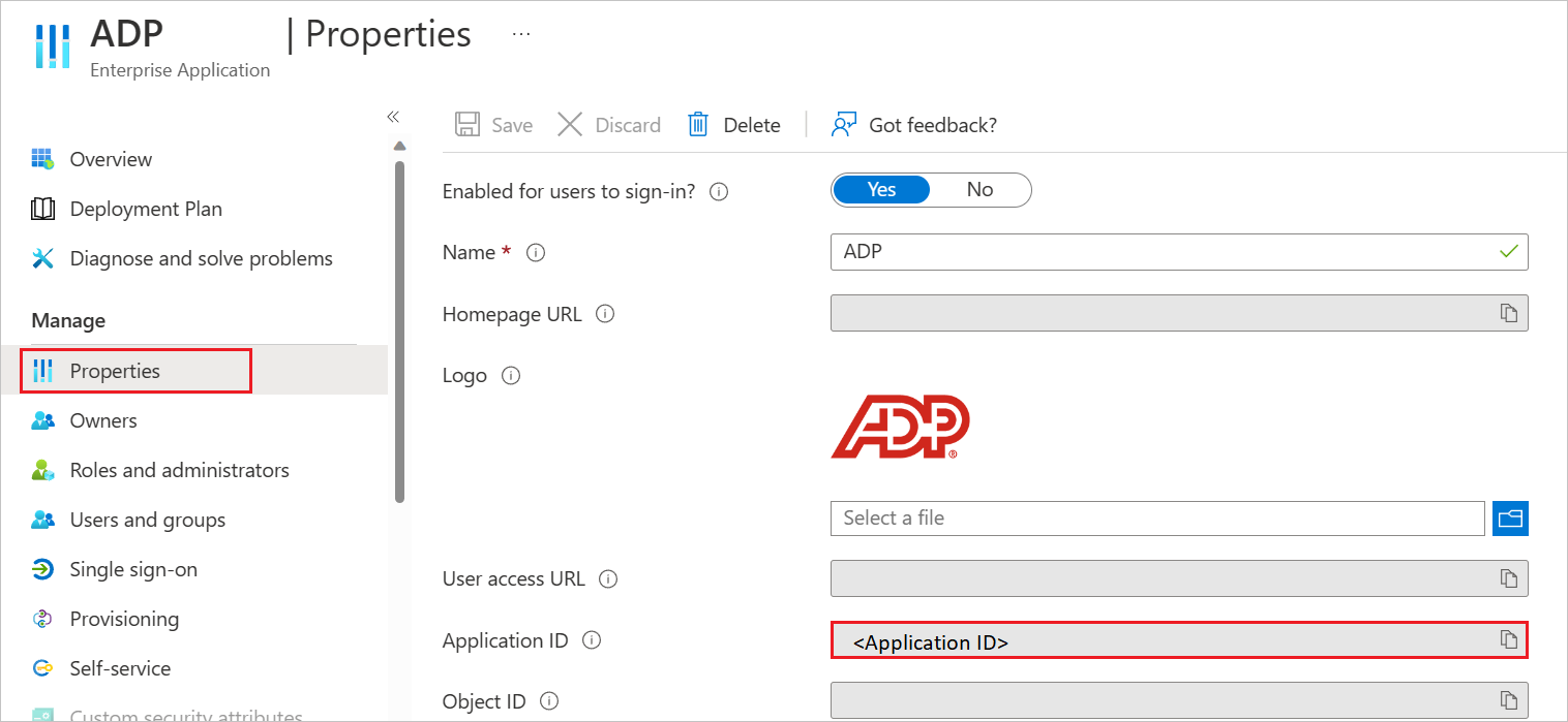 Screenshot shows how to copy application value from properties tab.