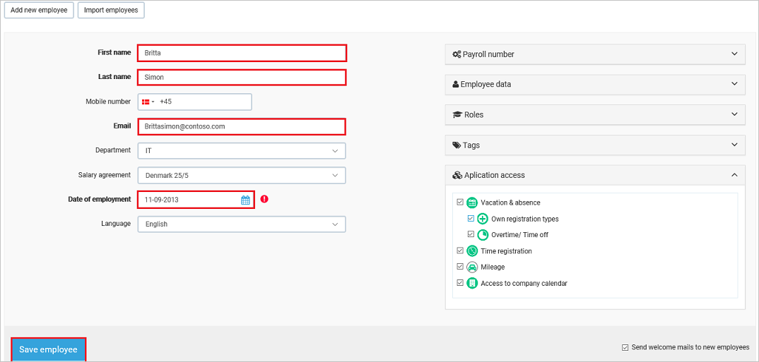 Screenshot shows the page where you enter the information described in this step.