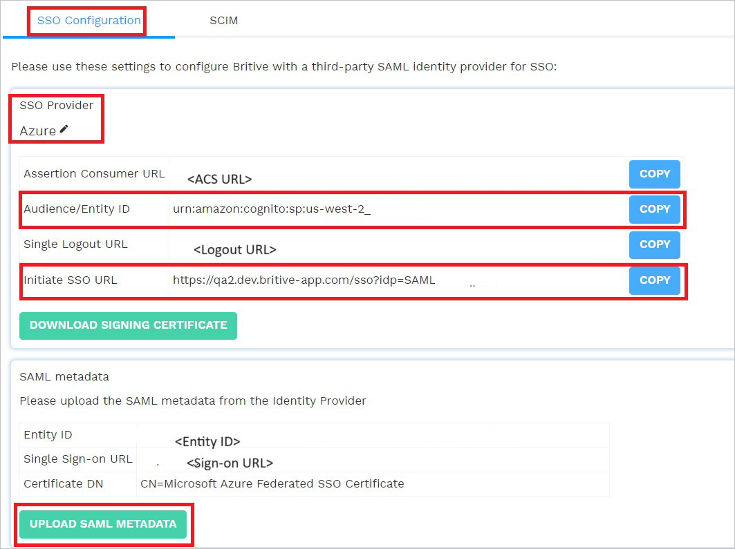 Screenshot of SSO Configuration Settings.