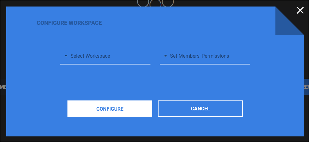 Screenshot of selecting workspace configuration.