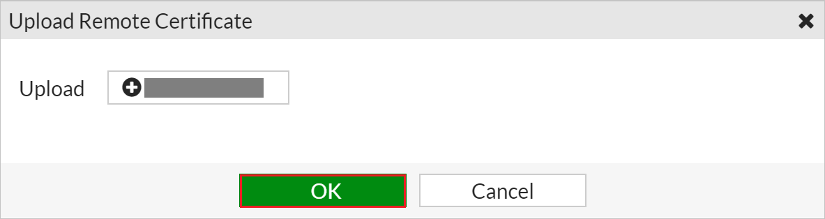 Screenshot of Upload Remote Certificate.