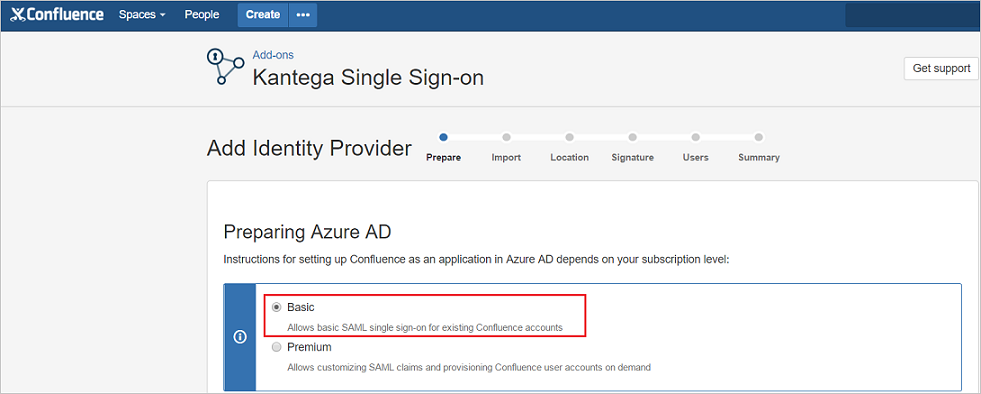 Screenshot that shows the "Preparing Microsoft Entra ID" page with "Basic" selected.