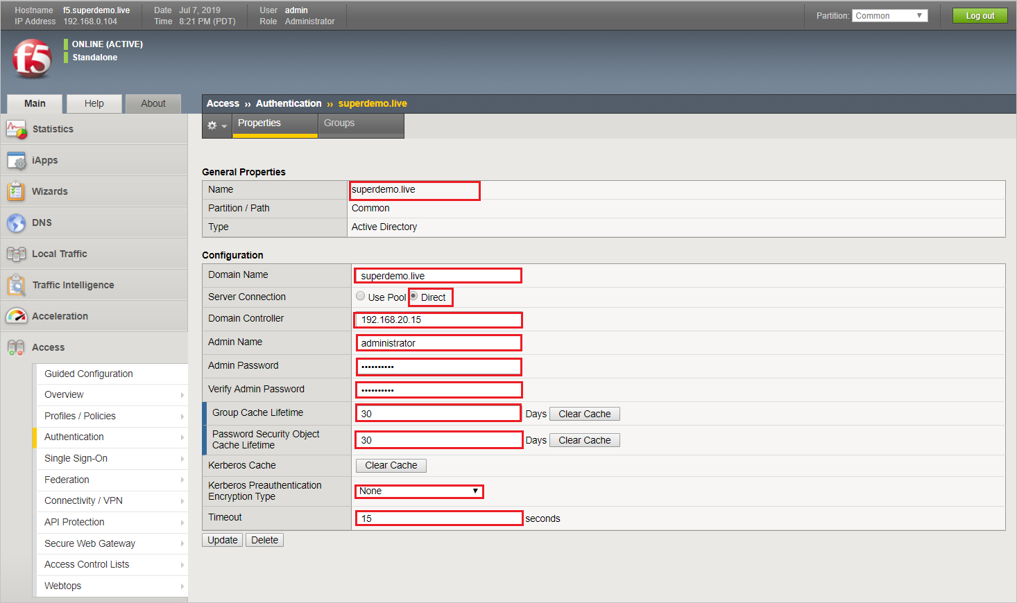 Screenshot that shows the "General Properties" and "Configuration" sections.