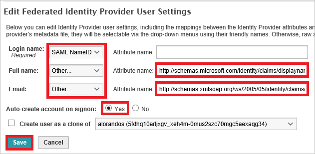 Edit Federated Identity Provider Settings.