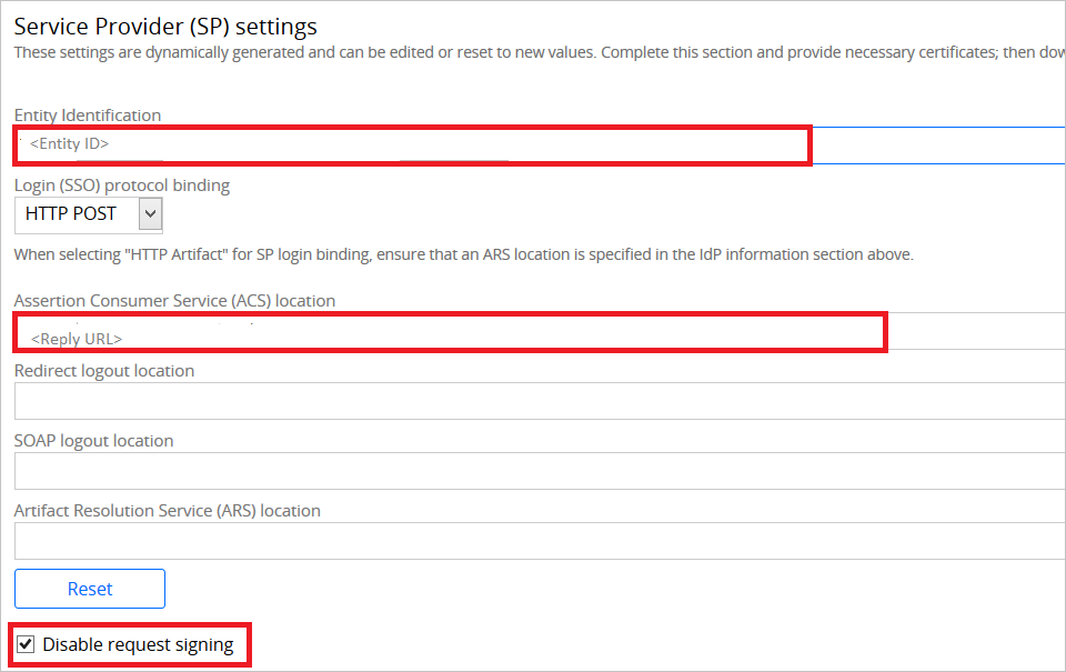 Service provider settings