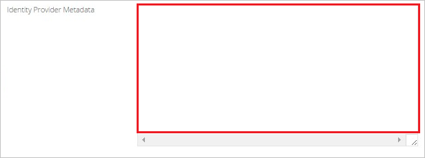 Screenshot that shows the "Identity Provider Metadata" textbox.