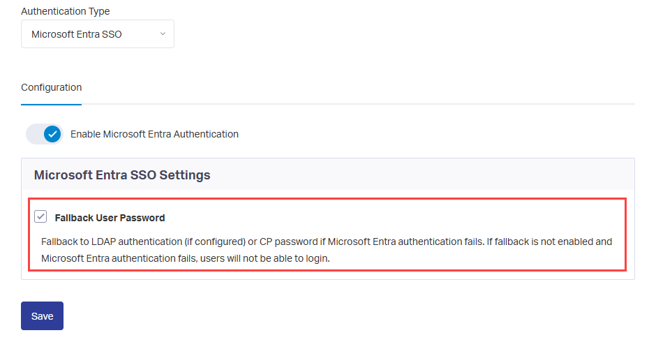 Screenshot of the Fallback User Password option.