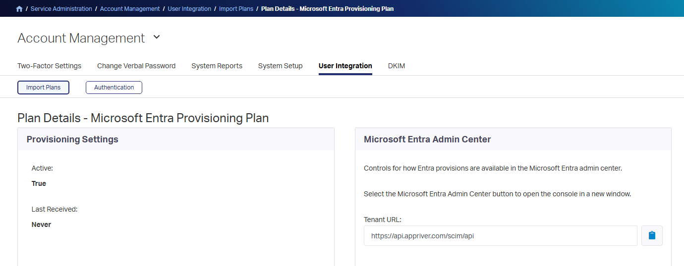 Screenshot of the Plan Details - Microsoft Entra Provisioning Plan page.