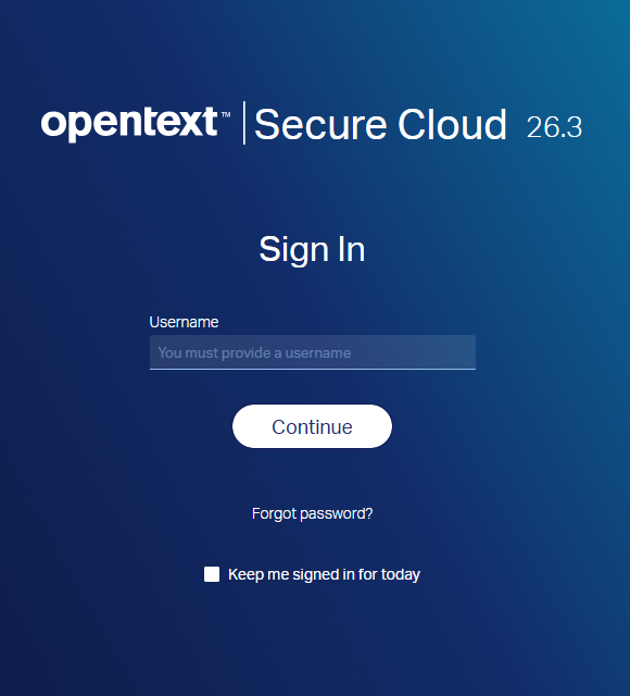 Screenshot of the Secure Cloud User Integration sign-in page.