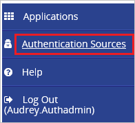 Screenshot shows Authentication Sources selected.