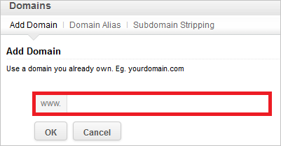Screenshot shows the Add Domain tab where you can enter your domain.