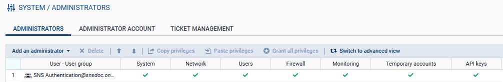 Screenshot shows the admin access.