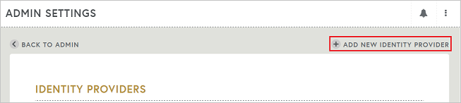 Screenshot shows where you can select ADD NEW IDENTITY PROVIDER.
