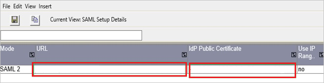 Screenshot shows the SAML provider details where you can enter the values described.