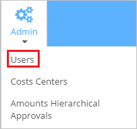 Screenshot shows Users selected from the Admin menu.