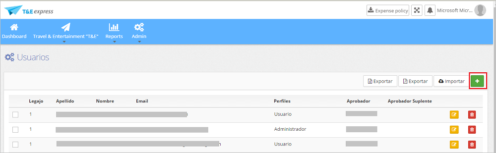 Screenshot shows the plus icon to add users.