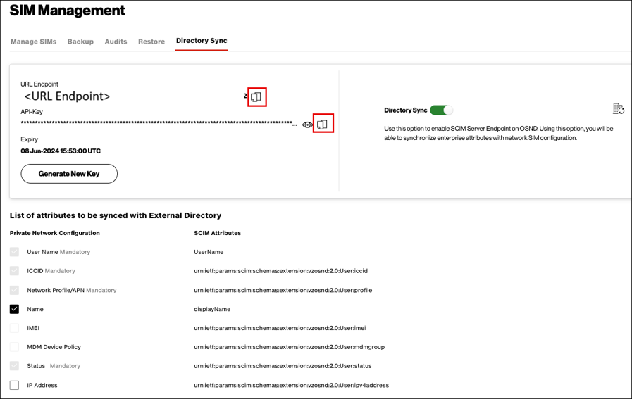 Screenshot of showing verizon configuration.