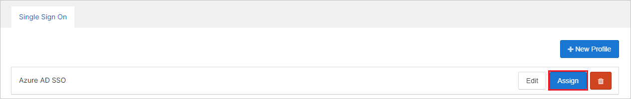 Screenshot shows the Assign button for the Microsoft Entra S S O profile.