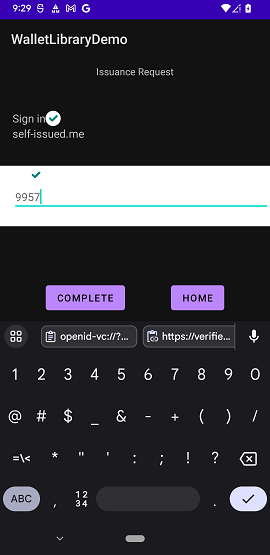 Screenshot of Enter Pin Code on Android.