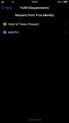 Screenshot of Enter Pin Code on iOS.