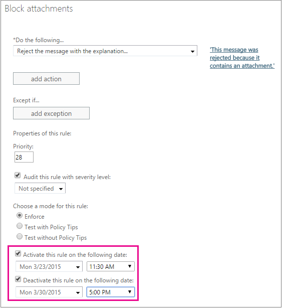 Common attachment blocking scenarios for mail flow rules in Exchange Online  | Microsoft Learn