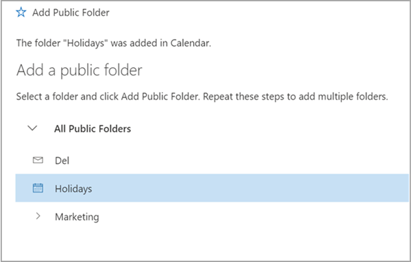 The Add Public Folder option highlighted.