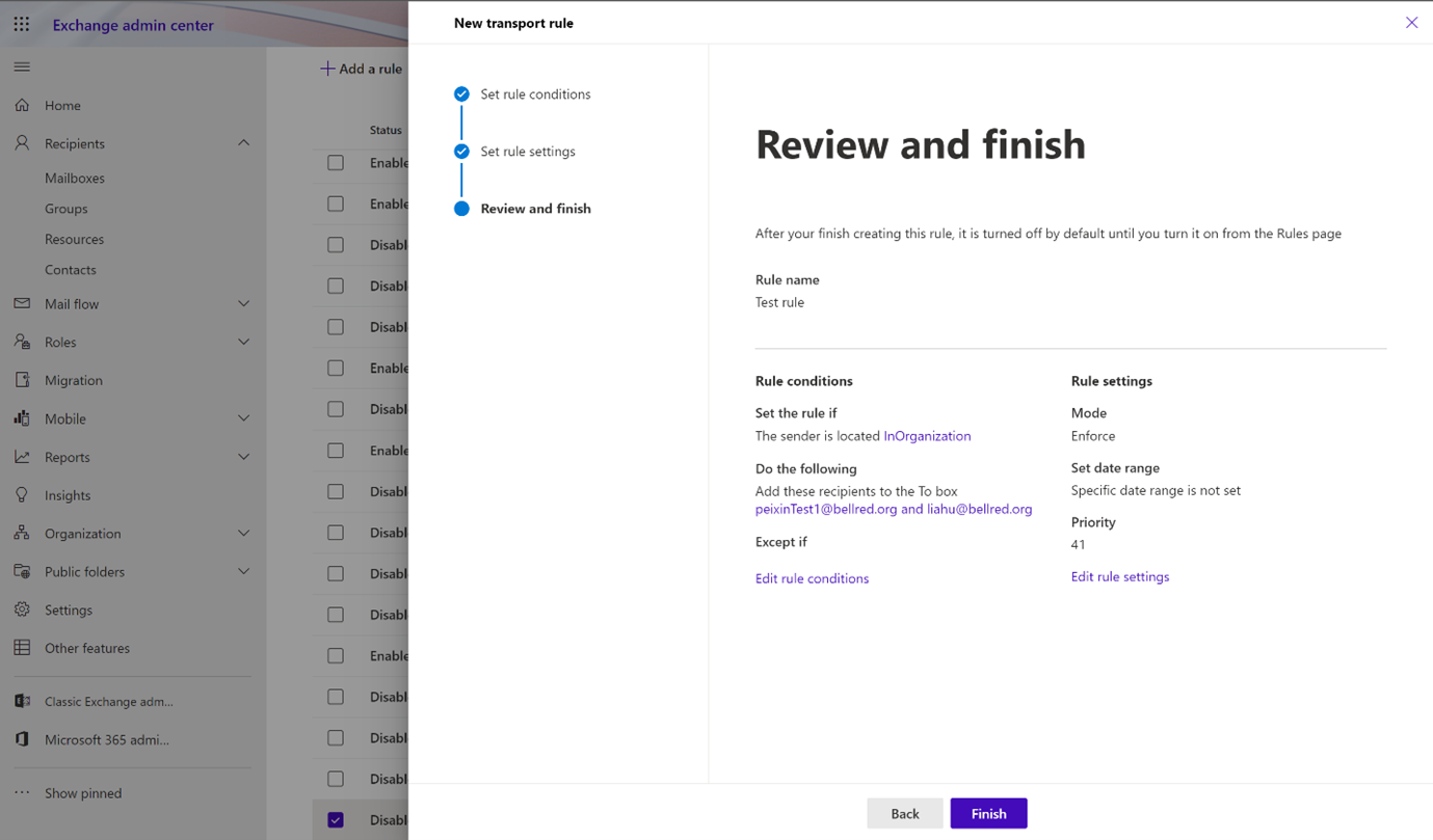 The screenshot that shows the Review and finish page.