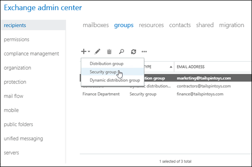 mail enable security group exchange