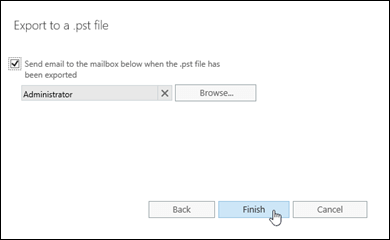 In the Export to a .pst file wizard in the EAC, select whether to receive notification messages.