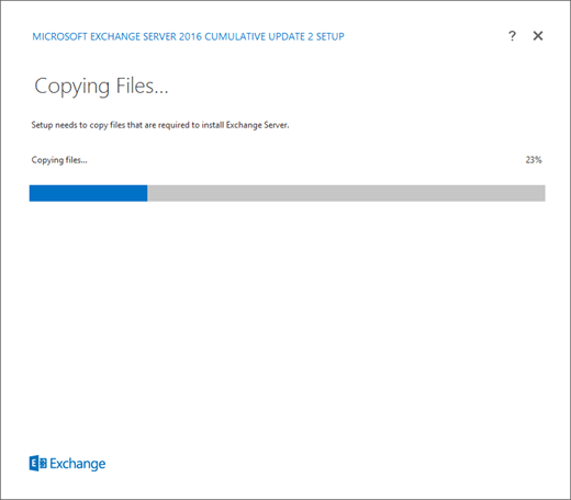 Exchange Setup, Copying Files page.