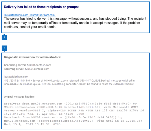 DSNs and NDRs in Exchange Server | Microsoft Learn