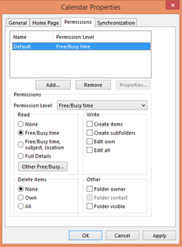 Screenshot of the Permission tab