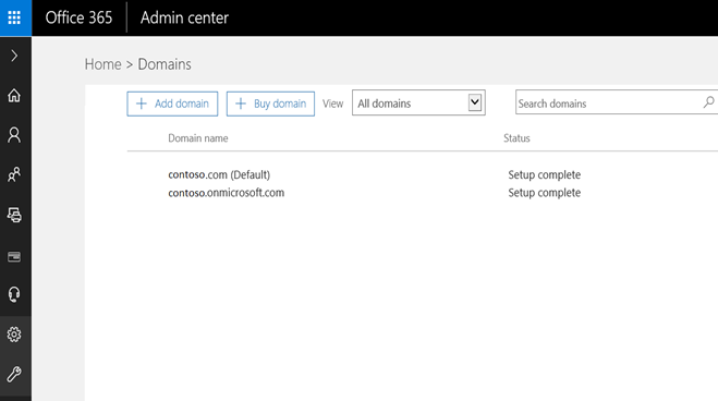 Screenshot shows steps to see the registered domains.