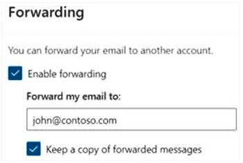 Screenshot of checking forwarding SMTP address using the client.