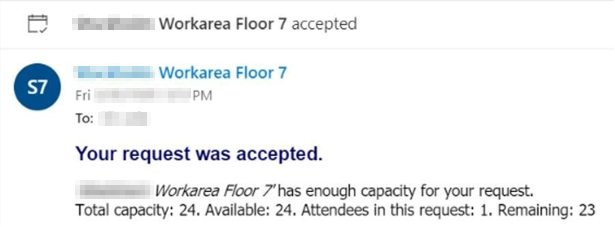 Screenshot of an autogenerated email about the booking.