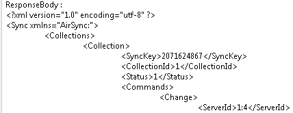 Screenshot of the example log entries. The item appears in the Response Body.