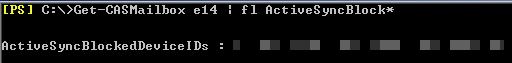 Screenshot shows an example of running the Get-ActiveSyncDeviceAccessRule cmdlet.