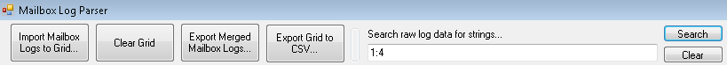 Screenshot of the search box in Mailbox Log Parser.