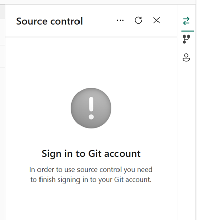 Screenshot of error message telling yo to sign in to a Git account.